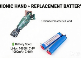 7.4V 1000mAh Li-ion bionic hand battery with 10A continuous discharge