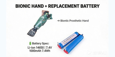 7.4V 1000mAh Li-ion bionic hand battery with 10A continuous discharge