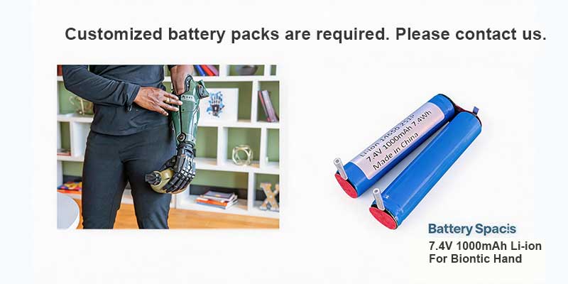 high discharge battery for bionic hand using 14650 cells in 2S1P configuration