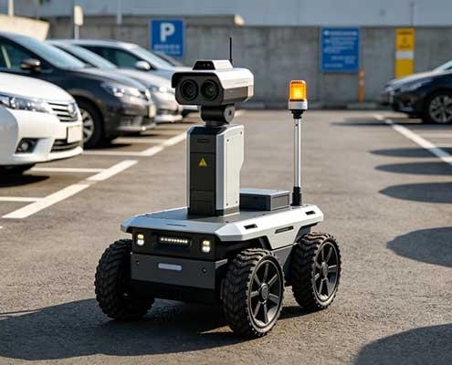 Security patrol robot on outdoor patrol – long endurance battery application