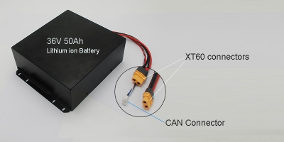 36V 50Ah lithium battery pack for large industrial robots with XT60 connectors and CAN BMS