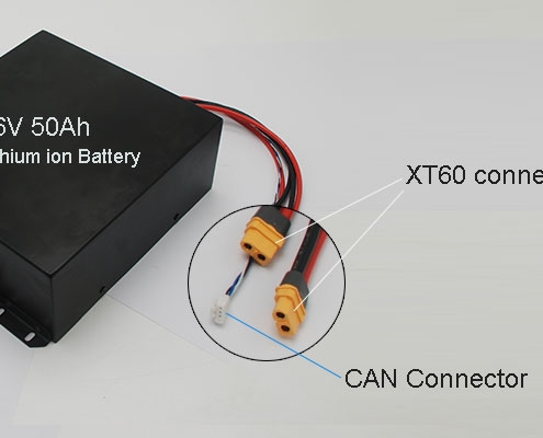 36V 50Ah lithium battery pack for large industrial robots with XT60 connectors and CAN BMS