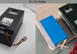 51.2V 50Ah LiFePO4 golf cart battery pack with SC50 discharge connector and Pinzi Head charge port from Himax Electronics