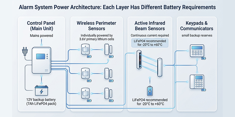 Custom LiFePO4 battery pack for OEM intrusion sensor and perimeter security system