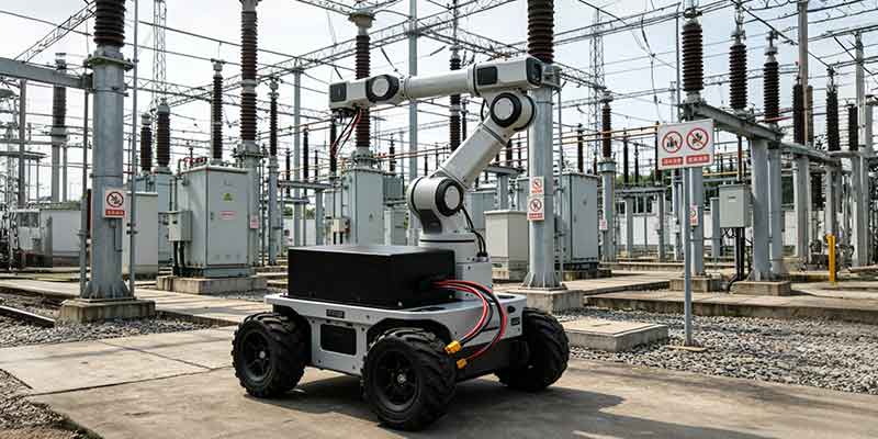 Large industrial AMR robot powered by 36V 50Ah lithium battery pack for autonomous operation and long shift runtime