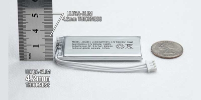 3.7V 470mAh 403438 LiPo battery pack for portable medical monitoring devices