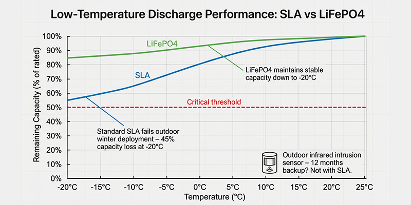 SLA vs LiFePO4 battery comparison for alarm system backup power