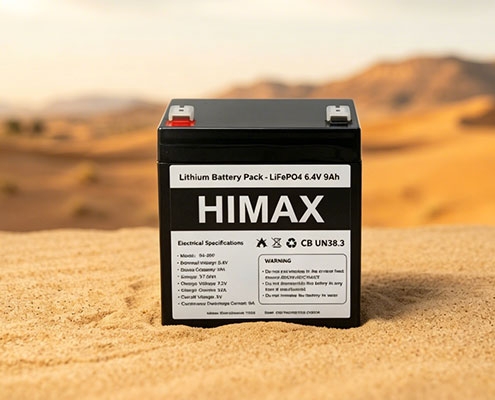 6.4V 9Ah LiFePO4 battery pack for desert IoT sensor node by Himax Electronics