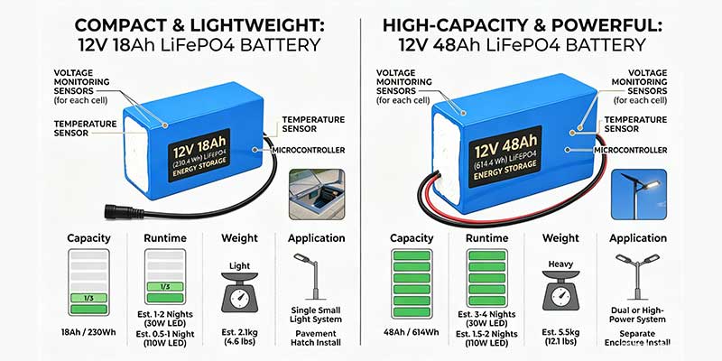 12V 48Ah LiFePO4 battery pack with IP68 protection for solar street lighting