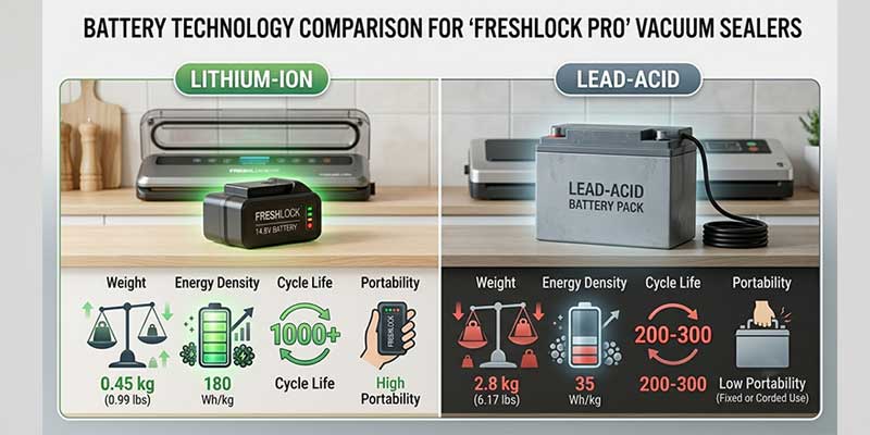 High-performance battery pack for food packaging and vacuum sealing 