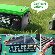 Professional 51.2V 100Ah LiFePO4 battery installed in a golf cart