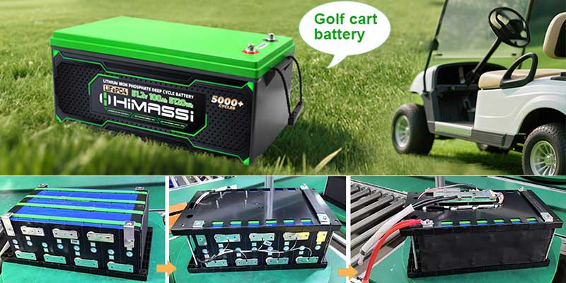 Professional 51.2V 100Ah LiFePO4 battery installed in a golf cart
