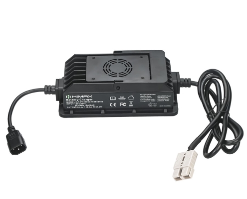 IP65 waterproof Anderson connector close-up on 58.4V 18A charger