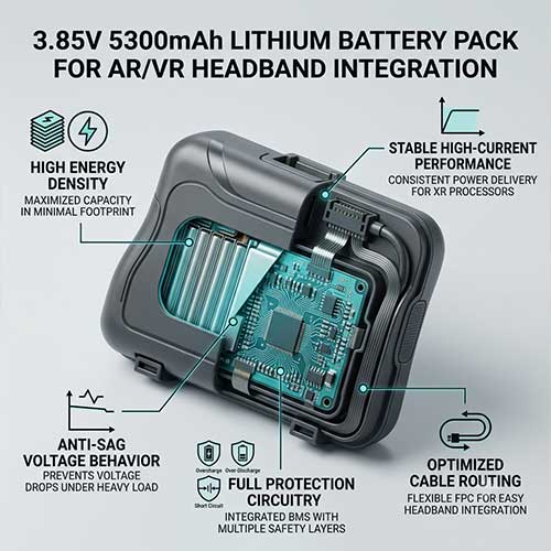 3.85V 5300mAh AR VR lithium battery with high energy density, stable high-current performance and full protection circuitry
