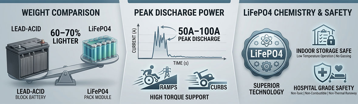 Mobility wheelchair LiFePO4 battery pack by Himax Electronics