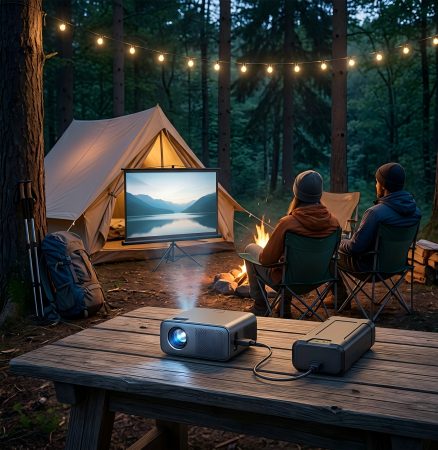 Pico Projector Battery Camping Cinema Scene