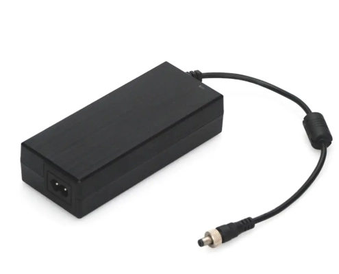 XLR 3-pin connector close-up on 54.6V 5A charger