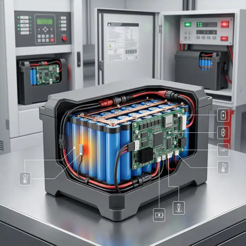 Custom LiFePO4 battery with smart BMS for fire alarm and emergency backup systems