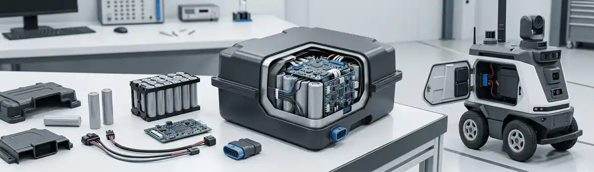 Custom Li-ion robot battery pack with smart BMS for mobile security robots
