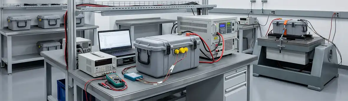 LiFePO4 trolling motor battery undergoing safety and performance testing