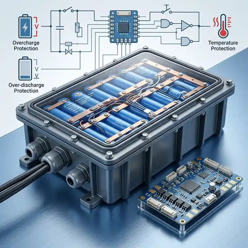 Himax LiFePO4 battery pack with waterproof enclosure and advanced BMS designed for outdoor perimeter security and intrusion detection devices