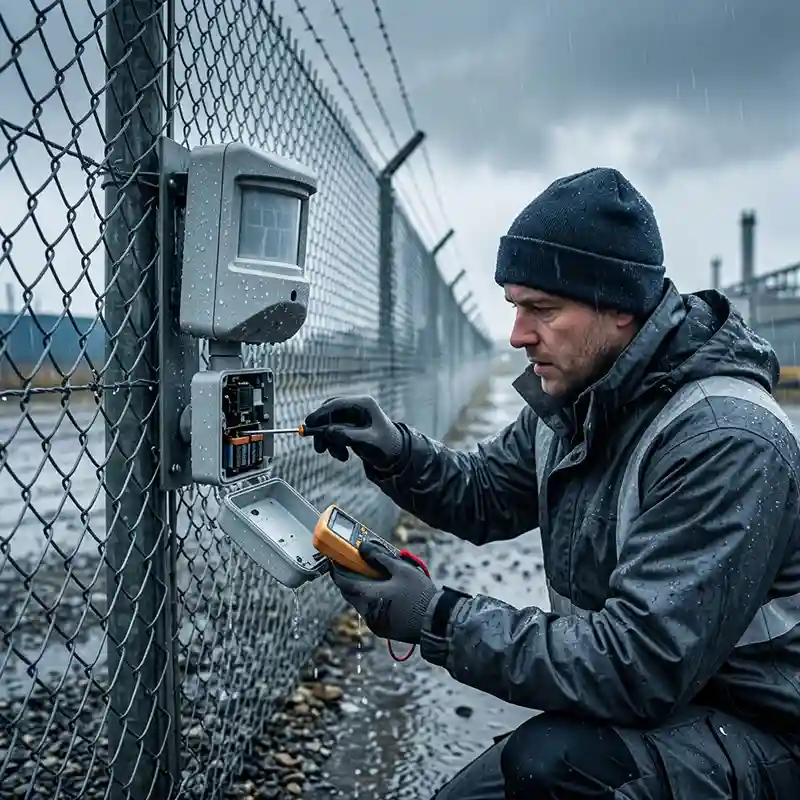 Outdoor PIR intrusion sensor experiencing battery issues in cold and humid conditions, highlighting reliability challenges before