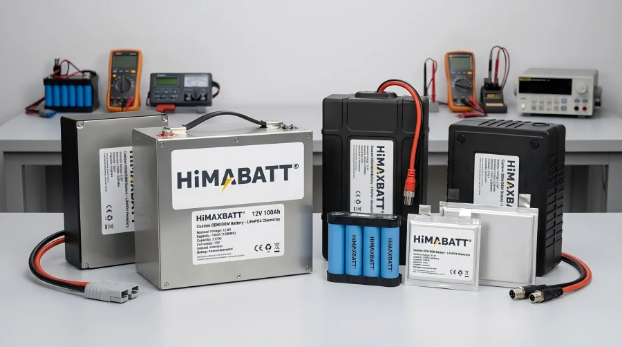 HiMAXBATT customized LiFePO4 and lithium battery packs with brand logo