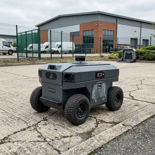 Mobile security patrol robot facing runtime and charging limitations