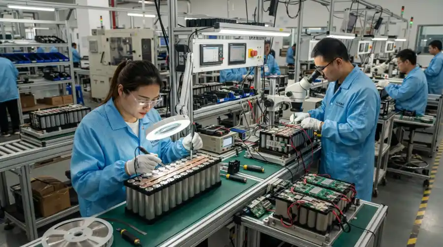 Industrial assembly line for custom lithium battery packs