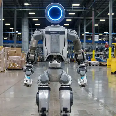 Humanoid robot in a warehouse powered by a HiMax LiFePO4 battery